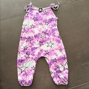 Purple Star-Patterned Kids One Piece